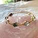 Handmade Genuine Rainbow Fluorite Stones 14k Gold Filled Wire Wrapped Bracelet, Evil Eye Birthstone Chakra Soothing Crystal Beads Adjustable Bangle Cuff Jewelry Gift for Women