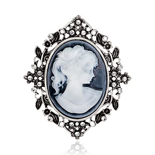 Image of lureme Vintage Elegant Victorian Lady Beauty Cameo with Crystal Brooch Pin (br000017)