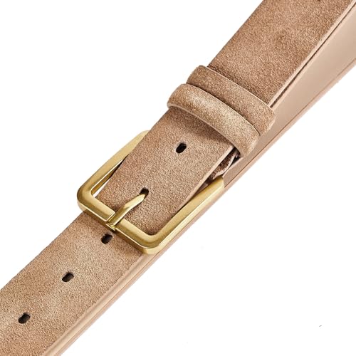 Women's Fashion Suede Leather Belt with Gold Buckle 1.3" Wide3
