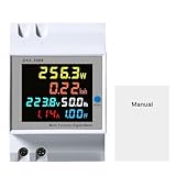 BuyWeek Digital Single Phase Energy Meter Tester, 6 in 1 AC 40-300V 100A Electricity Usage Monitor Power Factor Meter Multimeter (Built-in CT)