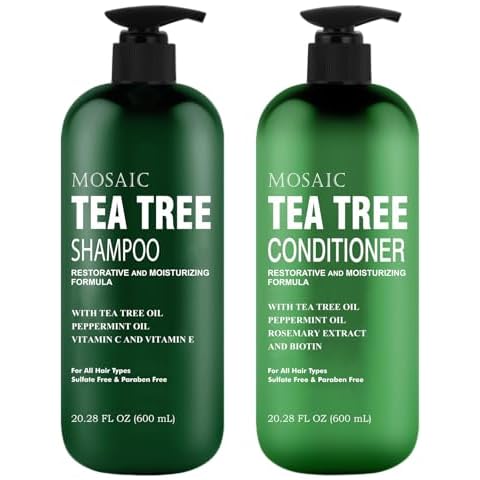 Tea Tree Shampoo and Conditioner Set for Hair Growth, Thinning Hair Loss Treatments Women & Men, Thickening Products, Paraben & Sulfate Free 20.2 FL Oz Each. Cover