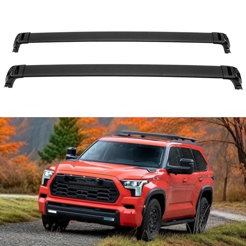 2PCS Roof Rack Cross Bars Fit for Toyota Sequoia 2023 2024 2025 2026 Roof Luggage Carrier Crossbars Aluminum (Black)