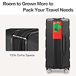 Kono 24 Inch Expandable Spinner Luggage with Wheels Hardshell Medium Checked Suitcase TSA Lock Black - Image 3