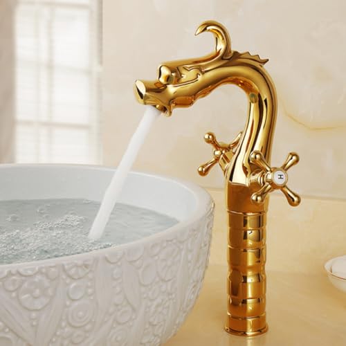 Mitigeur de lavabo de style antique doré pour vasque à poser - 3