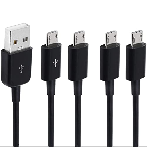 Halokny 4 in 1 Multi Charging Cable - USB Type A to Four Micro USB Splitter Cable Data Sync & Charging Cord (Black, 1.5Ft) - Image 2