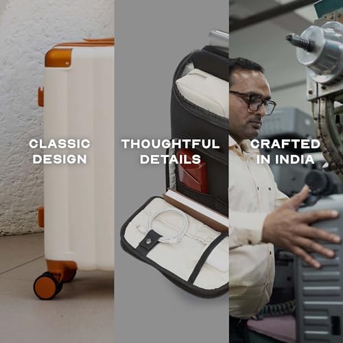 Image of Assembly Trolley Bags Set of 2- Cabin Small + Check-in Medium with TSA Locks & 8 Spinner Wheels, Polycarbonate Hard Shell Trolley Bag Set for Business Travel & Vacations, Blue-White, 24+28 Inch