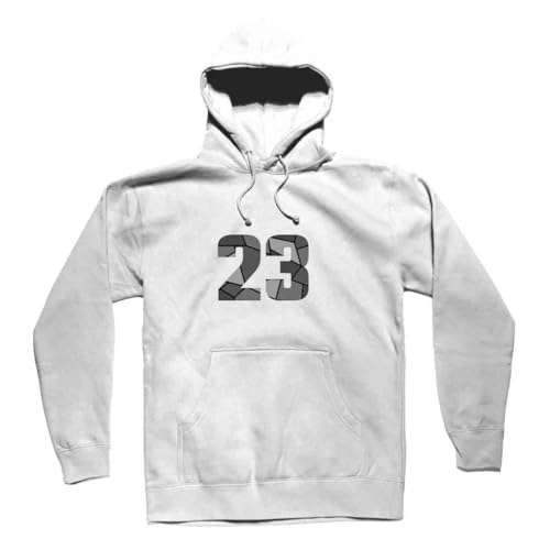 Sweat à capuche blanc 23 Number pour homme et femme coupe unisex