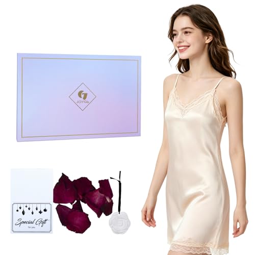 JOYGB Women's Lace Nightgown Gift Box, Champagne, L