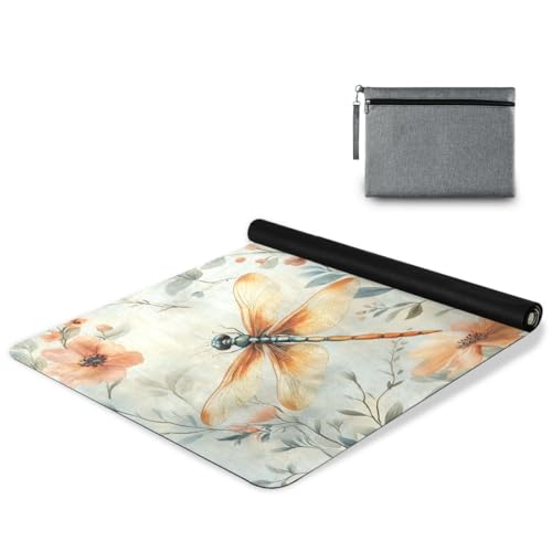 ALAZA Watercolr Dragonfly and Floral Yoga Mat Non Slip Fitness Exercise Mat, Workout Mat for Yoga, Pilates and Floor Exercises