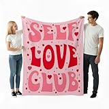 Cimpress Manta Polar San Valentín, 203x152 cm con Motivo “Self Love Club”, Mantas para Cama o sofá, Regalo Original Mujer, Hombre, Pareja, cumpleaños, Aniversario, Navidad