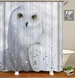 HUAZIYU Cute White Snowy Owl Owl Animal Poster Shower Curtain Sets for Bathroom Fabric Machine Washa