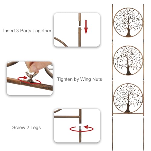 Set of 2 Tree in Life Metal Garden Trellis for Climbing Plants, Decorative Vegetables Flowers Vine Trellis for Outdoor Patio 55\'\' H x 12.4\'\' W - Thumbnail 4