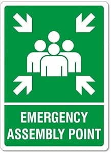 Amazon.com: Emergency Assembly Point Sign Directional Assembly Point ...