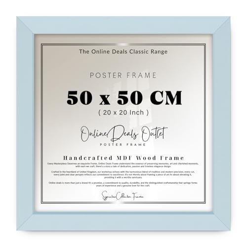 Online Deals | MDF Picture Frame (50 x 50 CM) 50 x50 cm for Limited Edition Art Prints & Typography, Elegant MDF Finish, Vertical & Horizontal Hooks [ Light Grey ]