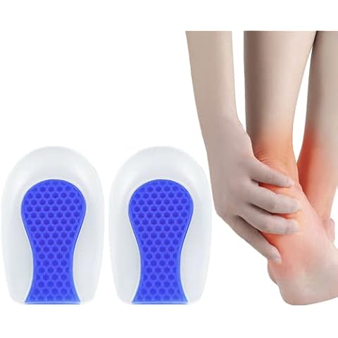 Silicone Heel Cups, Heel Cup Pads for Plantar Fasciitis, Silicone Heel Cushions for Bone Spur & Achilles Pain Pad & Shock Absorbing Support Heel Cups and Cushions Cover