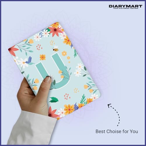 Image of Initial U Premium Soft Bound Notebook Diary for Girls and Women (B6, 90 GSM, 160 Ruled Pages) Floral Design Notebook Journal Diary