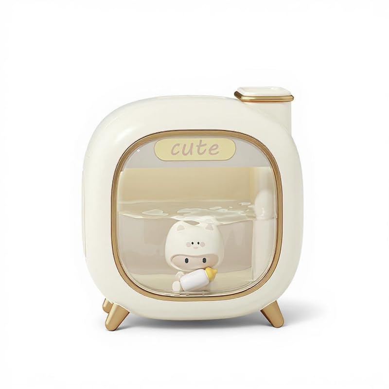 【2024年新モデル】 LogikOrtペット型 静音加湿器 500ml 銀イオン配合 寝室/車載/オフィス対応 ナノミスト双噴射 アロマ精油可能 自動電源OFF マイナスイオン発生機能付き（もち米白）