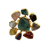 Gold vergoldet Ring Handgefertigt natürliches Multi Rough Edelstein Gelb Vergoldet Ring
