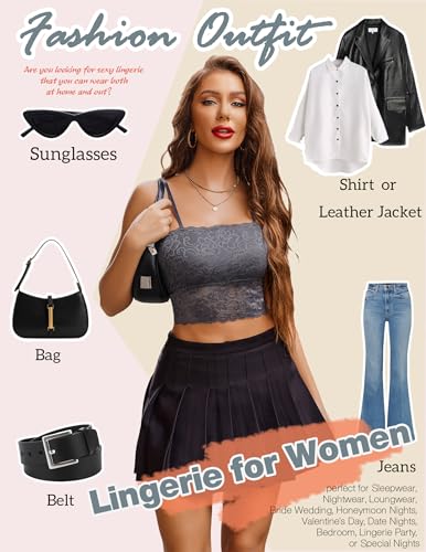 Image of Avidlove Bralettes for Women Lace Spaghetti Strap Tank Top Tube Slim Basic Camisole
