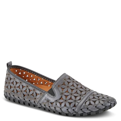 Image of Spring Step Flowerflow Shoes for Women - Leather Womens Loafer with Floral Laser Cutout - Comfortale Slip-On Shoes for Womens