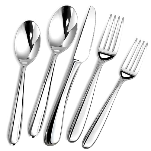 Heavy Duty Silverware Set for 12, 60 Piece Premium Stainless Steel Flatware Utensils Cutlery Set Including Steak Knife Fork and Spoon, Dishwasher Safe, Gift Package for Wedding Housewarming