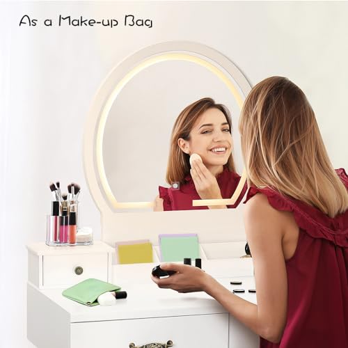 8PCS Pocket Cosmetic Bag Squeeze Top 4 Size Small Makeup Bag for Inside Purse, Waterproof Mini Makeup Pouch PU Leather Organizer Pouch No Zipper Self Closing Pouches for Women Coin Purse Lipstick4