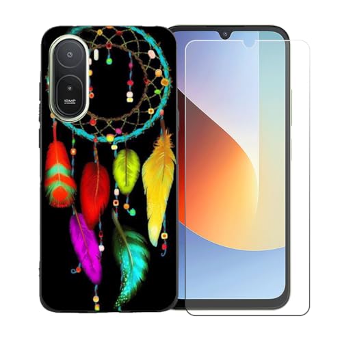 LCEHTOGYE �K�p Redmi A7 Pro +�����K���X�X�N���[���v���e�N�^�[�p�P�[�X�A�K�p Redmi A7 Pro (6,9")�ƌ݊����̂���u���b�N�\�t�gTPU�V���R���Q���P�[�X�ی�J�o�[ BST2