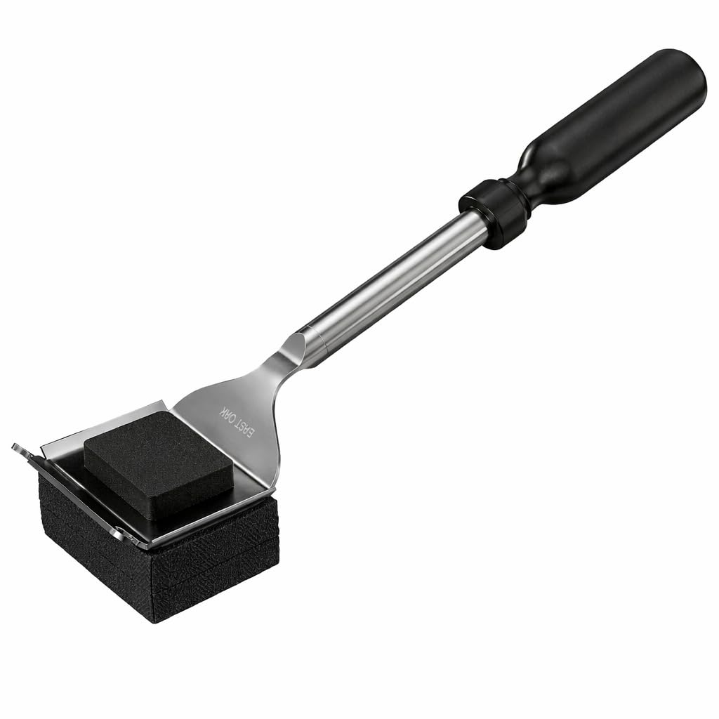 East Oak Bristle-Free Grill Brush, 900°F Heat-Resistant, Safe for All Grates Bristle-Free BBQ Grill Cleaner with Stainless Steel Handle, Heat-Resistant Cleaning Pad