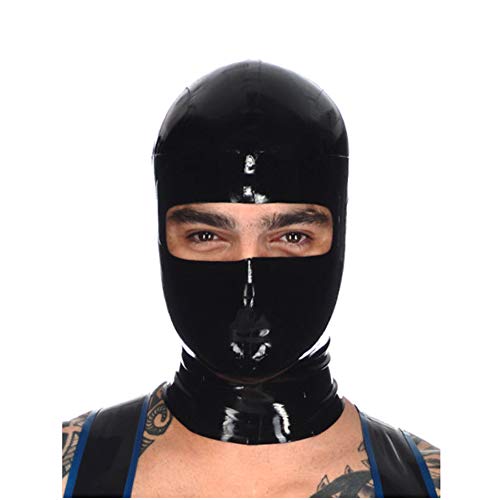 Masque de tête en latex élastique noir XL pour un style unique