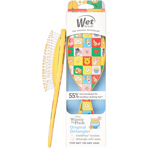 Image of Wet Brush Disney Winnie The Pooh Original Detangler Hair Brush, Flexible Bristles Gently Detangle All Hair Types, Works on Wet or Dry Strands, Ergonomic Handle, Reduces Breakage, Pooh & Friends