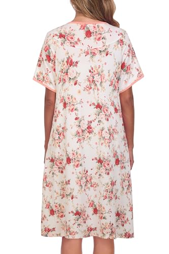 Image of AVIIER Nightgows for Women Soft Cotton Night Shirts Short Sleeve Sleepwear with Pockets