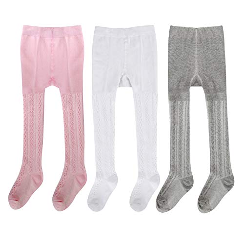 Gellwhu 3 Pairs Baby Girls Tights Toddler Boys Tights Leggings Pantyhose Stockings for Infant (0-6 Months)