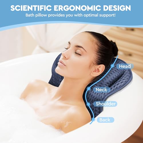 ULTRGEE Bathtub Pillow - 4D Air Mesh, Bath Pillow for Tub Head, Neck and Back Support, Fast Drying Bath Cushion, Bath Accessories for Relaxing, Germ-Proof, Fits All Bathtub (Navy) - Image 3
