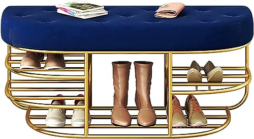 Banc à chaussures d'entrée en fer forgé avec siège rembourré confortable