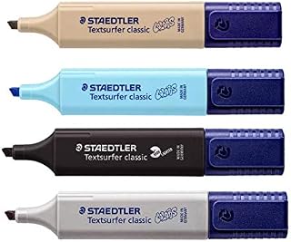 Staedtler, Marca Texto marcador Vintage 4 cores - Cinza, Preto, Areia e Azul Céu