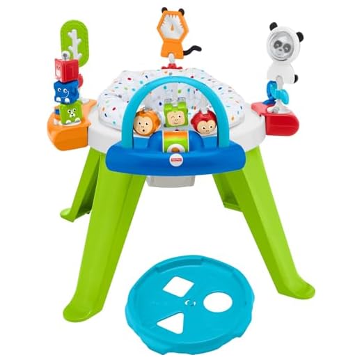 Fisher-Price 3-in-1 Spin & Sort Activity Center Retro Roar, Infant-to-Toddler