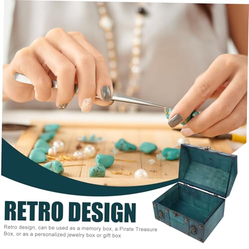 Boîte en bois vert FRCOLOR pour bijoux et pièces rétro - 8