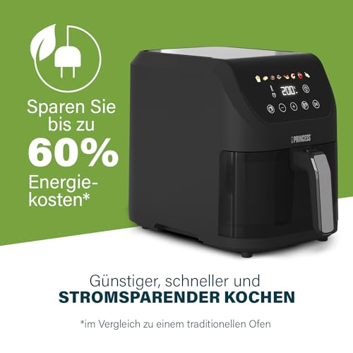 Princess Slim Airfryer 5,5L - 1500 W - leiser Betrieb (55 db) - Platzsparendes Design - Ölfrei - 8 Kochprogramme - Einstellbarer Thermostat - Antihaftbeschichtung - 182240 – Bild 5