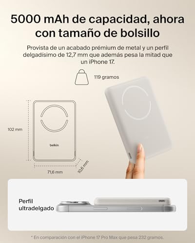 Batería Magnética Delgada Belkin Qi2 5000mAh que Elimina Cables en iPhone y Android 2