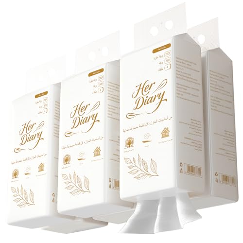 Her Diary Wall-Hanging Facial Tissues 4-Ply 500 Sheets - Ultra Soft for Bathroom and Kitchen Use Unscented Hypoallergenic Perfect for Daily Use