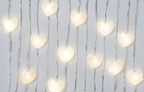 Talking Tables Love Heart String Lights Battery Operated LED (3m) with Silver Wire - for Wedding, Valentine's Day, Engagement Party, Bridal Shower, Anniversary