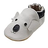 iEvolve Baby Mädchen Jungen Elefant Babyschuhe Baby Weiche Sohle Lederschuhe Baby Lauflernschuhe Krabbelschuhe(Grau Koala,6-12 Monate)