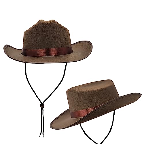 Image of The Dreidel Company Cowboy Felt Western Hat, 22 inch Circumference Dress Up Costume Clothes for Kids, Pretend Play, Party Favors
