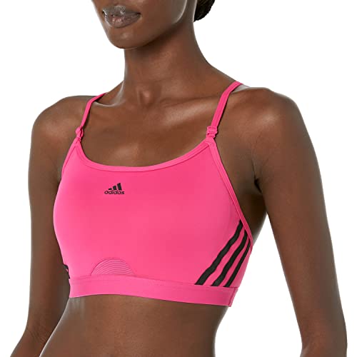 adidas Womens Aeroreact Training Light Support 3-Stripes Bra, Team Real Magenta/Black, (Medium) A/C