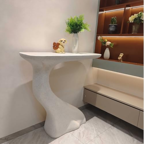 Mesa consola artística moderna blanca de una pieza con gran mesada 2