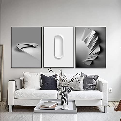 Art nordique toile affiche abstrait noir et blanc lot de 3 photos murales 50x70cm sans cadre