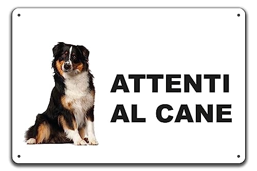 Phonecasing Cartello Segnale Attenti al Cane in Alluminio 3 mm Composito (30 cm x 20 cm, Australian Shape)