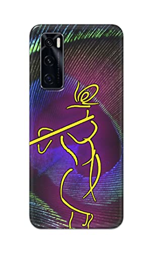 Image of PRINTFIDAA Lord Krishna On Peacock Feather Hard Back Cover for Vivo V20 SE Back Cover -(P6) KAT1007