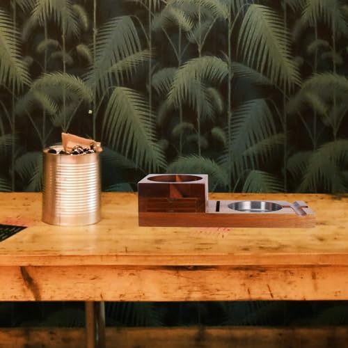 Cendrier à cigares en bois chic avec support verre à whisky