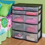 STERILITE 5 Storage Drawer Tower, 12.63 Inches, Pack of 2, Black, 2 Count